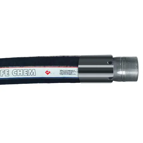 Tudertechnica Tufluor® White PTFE 3/4 in. Chemical Suction & Delivery Hose 250 PSI Assemblies w/ Stainless Steel Male NPT Ends