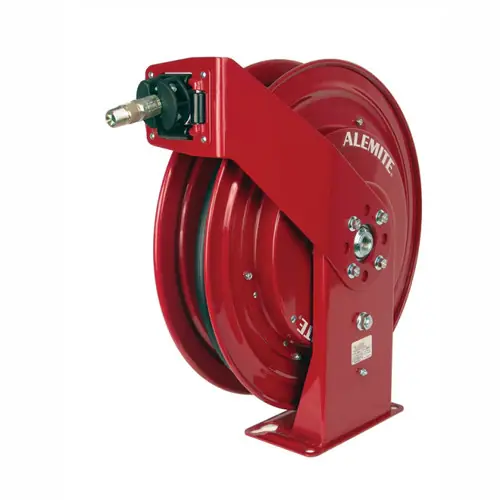 Alemite 8078-M 1/2 in. ID x 50 ft. 300 PSI Heavy Duty Air Water Reel w/ Hose - Maroon