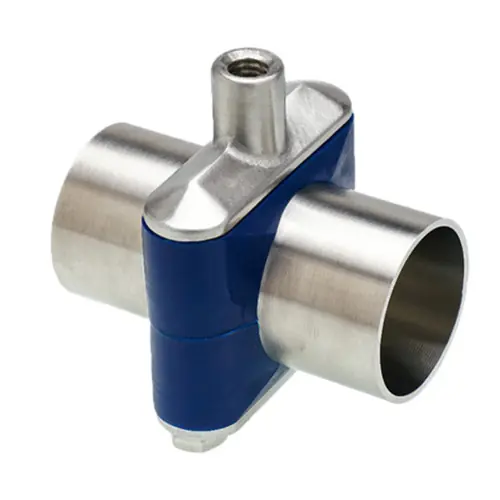 Campbell Fittings HM-125T-304ZP Zero Puddle Blue Silicone Drain Stainless Steel Hang Mount - 3/8 in. Thread, 1 1/4 in. Tube