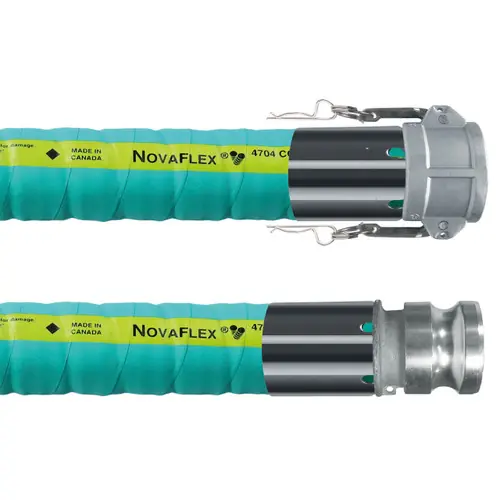 Novaflex 4704 2 in. Corrugated UHMW Chemical Suction & Discharge Hose w/ Stainless Steel Female Coupler x Male Adapter Ends