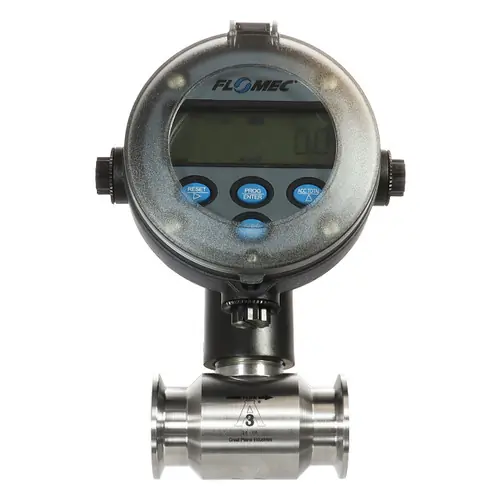 Flomec GSCPS Series 2 in. NPT 3A Sanitary Oval Turbine Meter w/RT14 Display