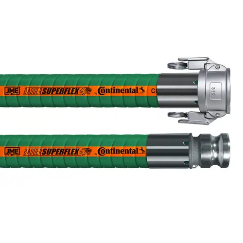 BadgerFlex C-Series 1 1/2 in. Chemical Transfer Hose w/ Stainless Steel Part C Female Coupler x Part E Male Adapter Ends, 200 PSI