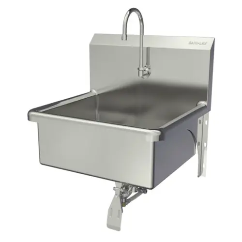 SANI-LAV 5041 Hands-Free Wall Mount Stainless Steel Sink - Single Knee Pedal Valve