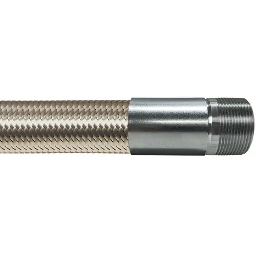 Resistoflex 1 1/2 in. Convoluted PTFE Stainless Steel Braid Chemical Hose Assembly w/ Stainless Steel Male NPT Ends