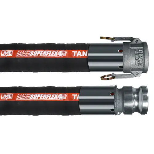 BadgerFlex 3 in. Transfer Hose Assemblies w/ Part C Female Coupler x Part E Male Adapter Ends - Black