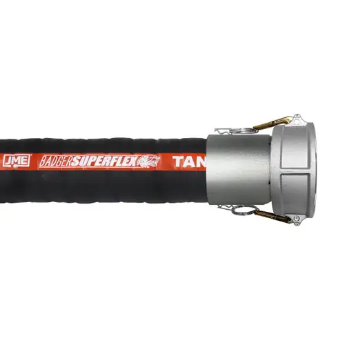 BadgerFlex 1 1/2 in. SuperFlex Fuel Transfer Hose Assembly w/ Part C Female Couplers - Black