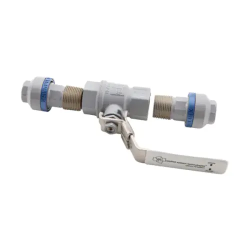 AST TP25-40 Push to Connect Ball Valve Tube-to-Tube- Inclues valve & 2 threaded adapters - 40mm Tube-to-Tube