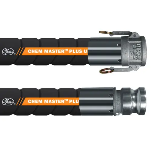 Gates 1 1/2 in. Chem Master Plus XLPE 200 PSI SD Black Chemical Hose w/ Stainless C x E Ends