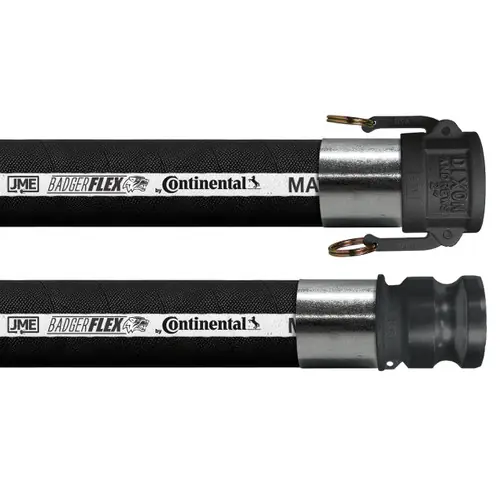BadgerFlex 4 in. Black Softwall Hose Assemblies w/ Part C Female Coupler x Part E Male Adapter Ends - 50 PSI