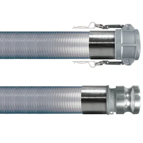 Kuriyama Tigerflex FT 1 in. Heavy-Duty PVC Food Grade w/ Stainless Steel Female Coupler x Male Adapter Ends
