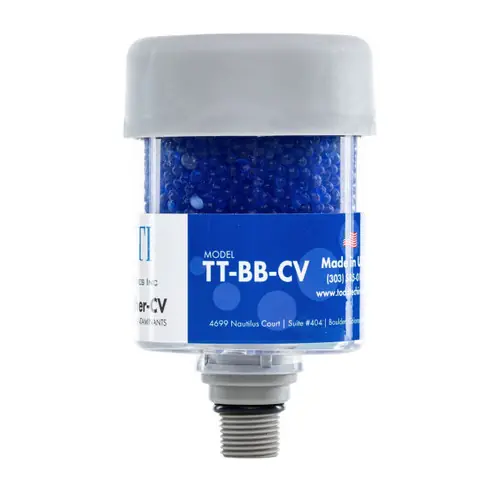TTI PowerBreather TT-BB-CV 3/8 in. Sure-Fit (NPT, BSPT, NPSM) Desiccant Breather w/Check Valve, Blue Silica Gel
