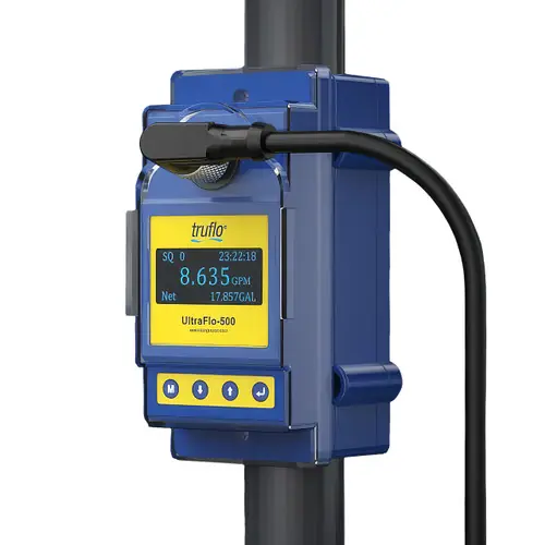 Icon 3/4 in. UF500 Series Ultrasonic Clamp-On Flow Meter; Aluminum Material - LED Display, Flow Rate & Totalizer, 4-20mA Output, M12 Connection