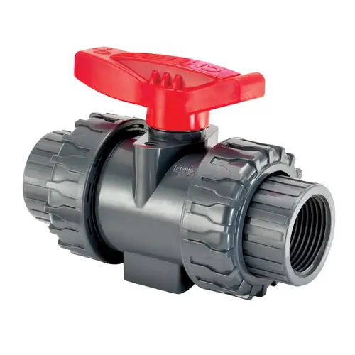 Chemline Plastics Type 20 True Union PVC Ball Valve w/ FKM O-Rings, Threaded Ends