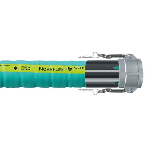 Novaflex 4704 3 in. Corrugated UHMW Chemical Suction & Discharge Hose w/ Stainless Steel Female Coupler Ends