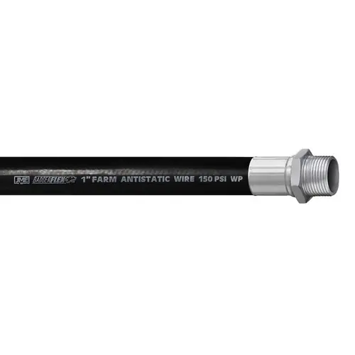 BadgerFlex 1 in. Farm Tank Hose Assemblies w/ Crimped Male NPT Ends - Black